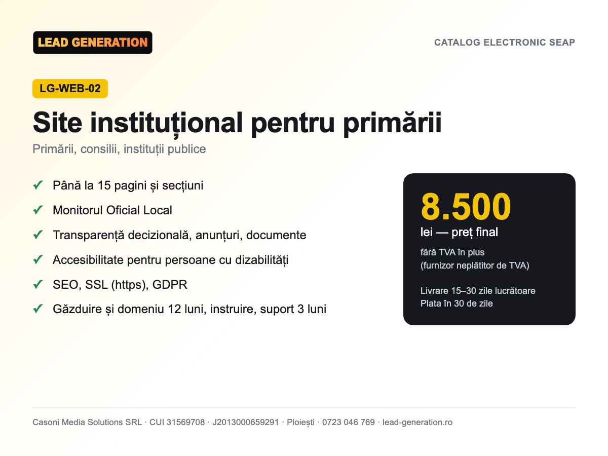 Site instituțional primărie — 8.500 lei