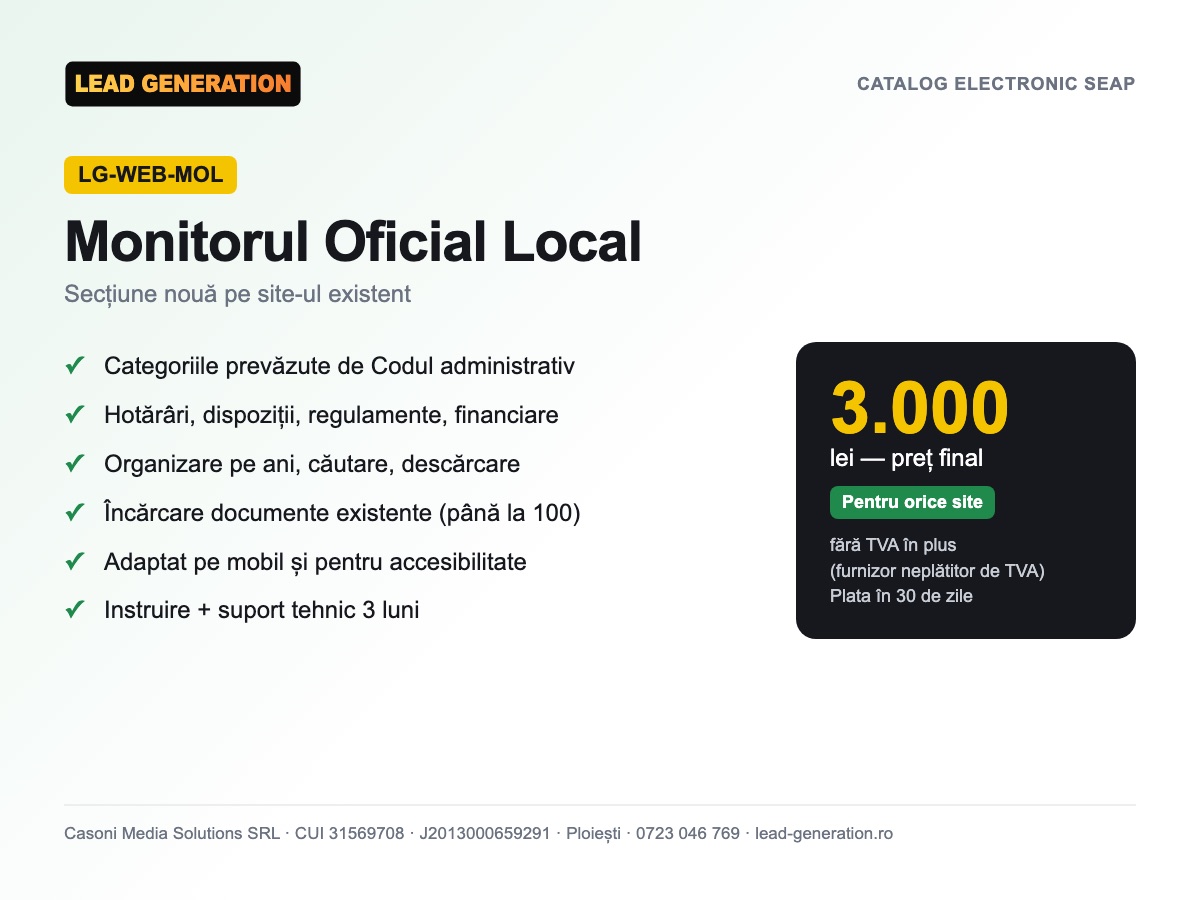Monitorul Oficial Local pentru site existent — 3.000 lei